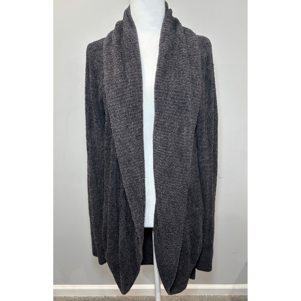 Barefoot Dreams CozyChic Lite Circle Cardigan M Charcoal Gray Open Front Pockets